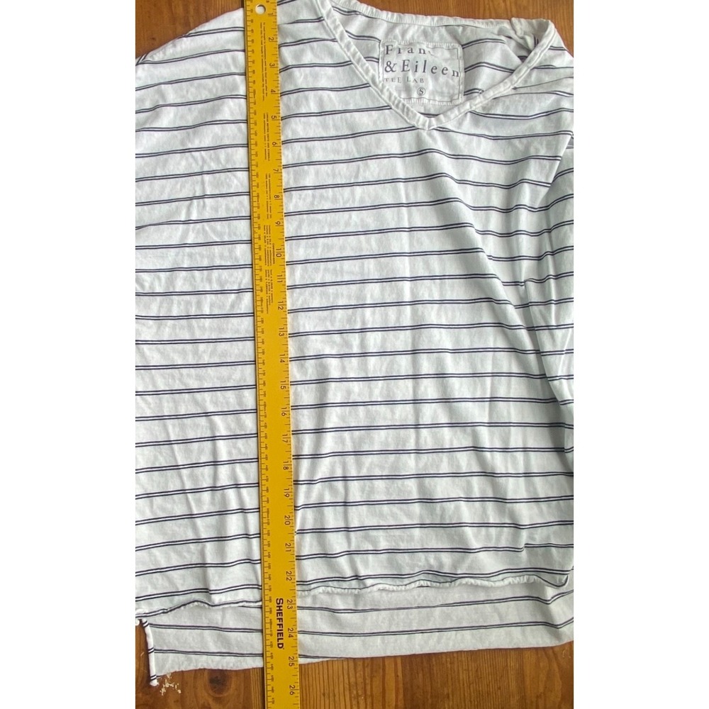 Frank & Eileen Tee Lab  Shirt Top Womens Small White Black Stripes Nautical - Picture 7 of 9